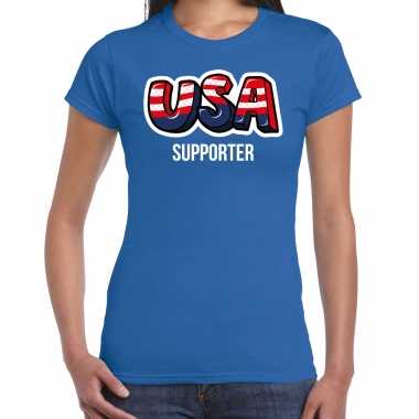 Blauw fan shirt / carnavalspak usa supporter ek/ wk dames