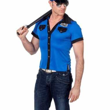 Blauw politie carnavalspak heren