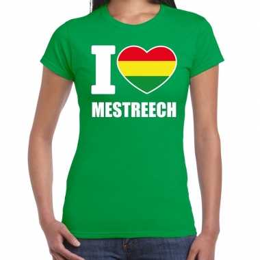 Carnaval i love mestreech / maastricht t shirt groen dames