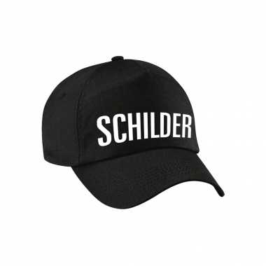 Carnaval verkleed pet / cap schilder zwart dames heren