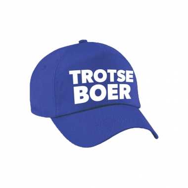 Carnaval verkleed pet / cap trotse boer blauw volwassenen