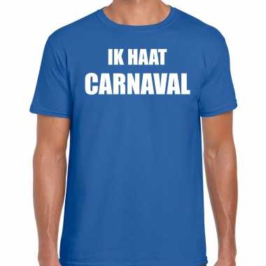 Carnaval verkleed shirt blauw heren ik haat carnaval carnavalspak