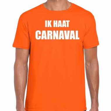 Carnaval verkleed shirt oranje heren ik haat carnaval carnavalspak