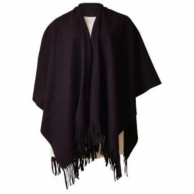 Carnavalspak fleece poncho zwart