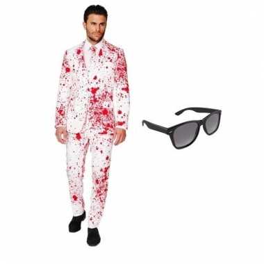 Carnavalspak heren bloed pak (s) gratis zonnebril