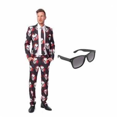 Carnavalspak schedel heren pak (xl) gratis zonnebril