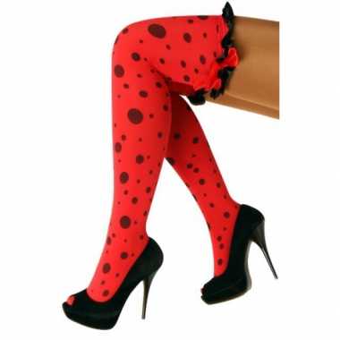Polkadot carnaval kousen rood/zwart