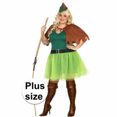 Robin hood carnavalspak groen/bruin dames grote maat