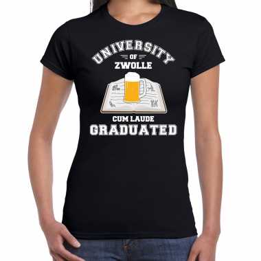 Studenten carnaval shirt zwart university of zwolle afgestudeerd dames