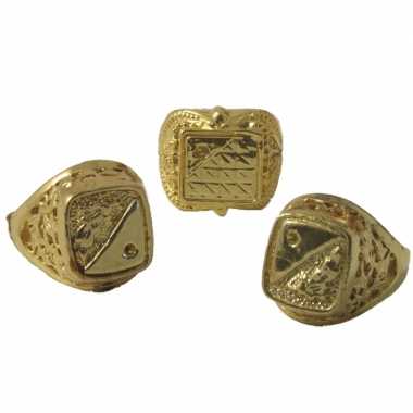 X stuks grote gouden carnaval/verkleed ring plastic