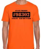 Carnaval boeven gevangenen t-shirt oranje heren bad boy ward