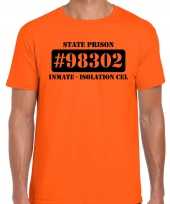 Carnaval boeven gevangenen t-shirt oranje heren isolation cel