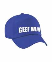 Carnaval fun pet cap geef wijn blauw dames heren