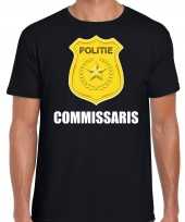 Carnaval shirt carnavalspak politie embleem commissaris zwart heren