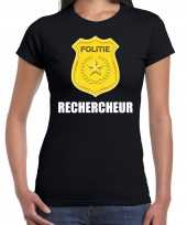 Carnaval shirt carnavalspak politie embleem rechercheur zwart dames