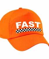 Carnaval verkleed pet cap fast finish vlag oranje meisjes jongens