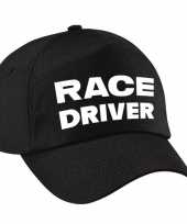 Carnaval verkleed pet cap race driver auto coureur zwart dames heren