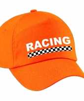 Carnaval verkleed pet cap racing finish vlag oranje meisjes jongens