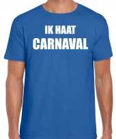 Carnaval verkleed shirt blauw heren ik haat carnaval carnavalspak