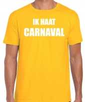 Carnaval verkleed shirt geel heren ik haat carnaval carnavalspak