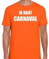 Carnaval verkleed shirt oranje heren ik haat carnaval carnavalspak