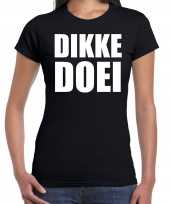 Dikke doei t-shirt carnavalspak zwart dames