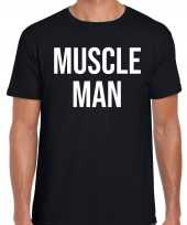 Muscle man carnaval verkleed shirt zwart heren
