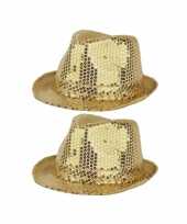 X stuks gouden carnaval verkleed hoed pailletten
