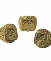 X stuks grote gouden carnaval verkleed ring plastic 10296255
